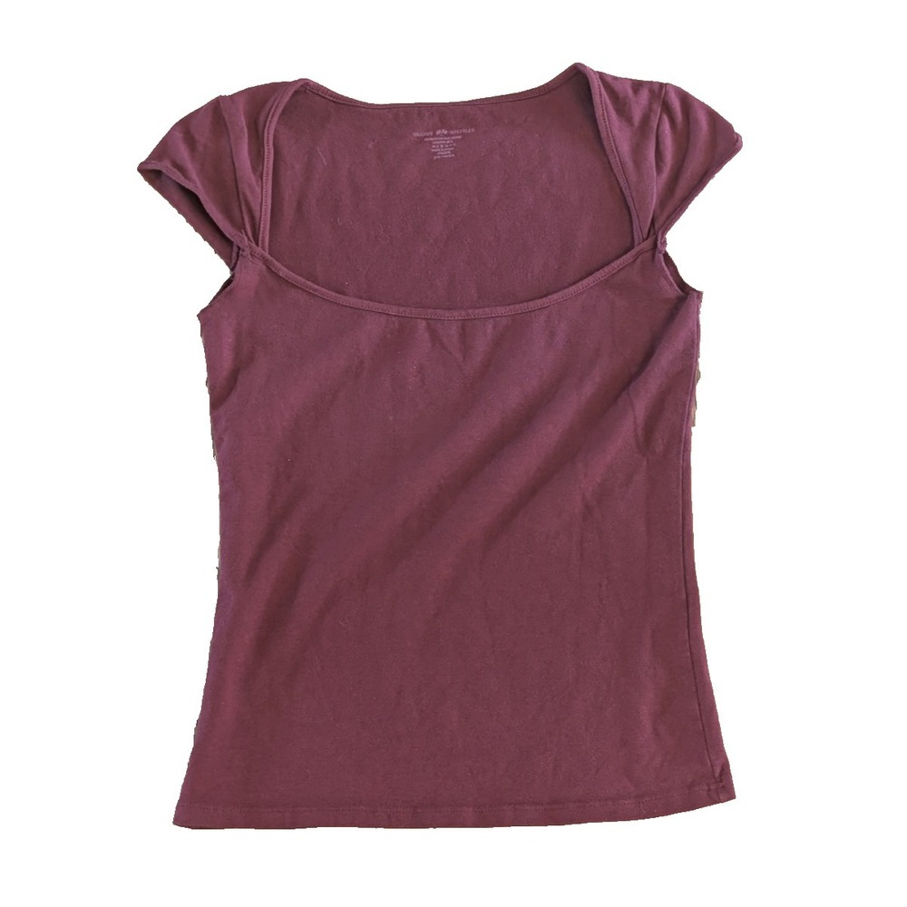 Womens Top Brandy Melville Ella Top Burgundy Maroon Scoop Neck Cotton Stretch